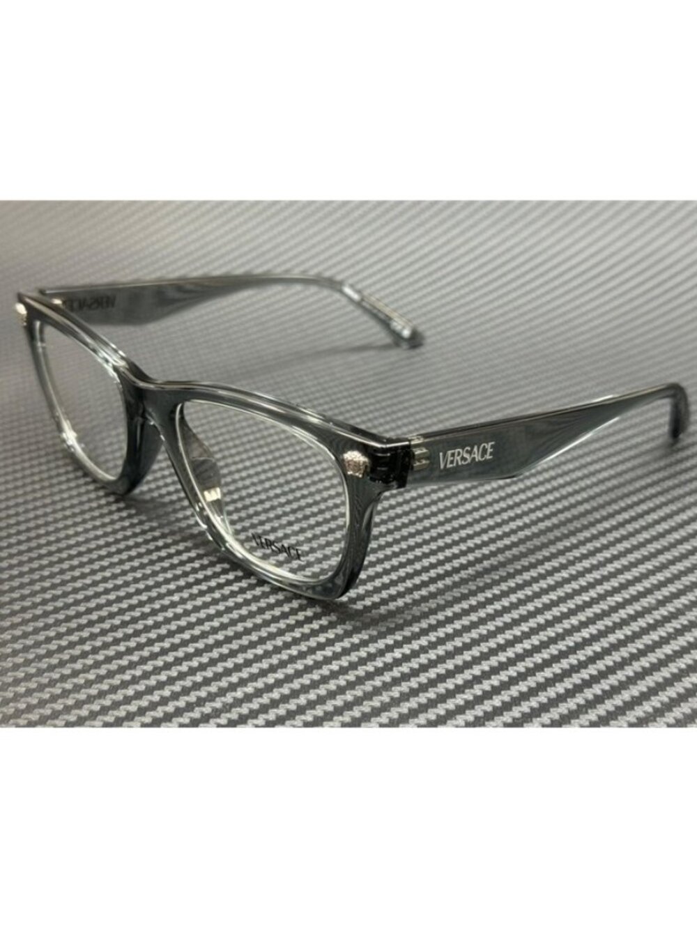 New Versace Men Grey Transparent Eyeglasses 52-18-145